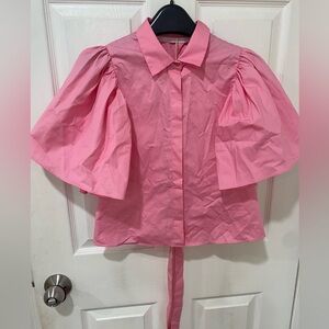 Zara Bright Pink Collared Blouse